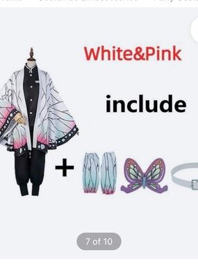 White & Pink Butterfly Kimono Kids Costume